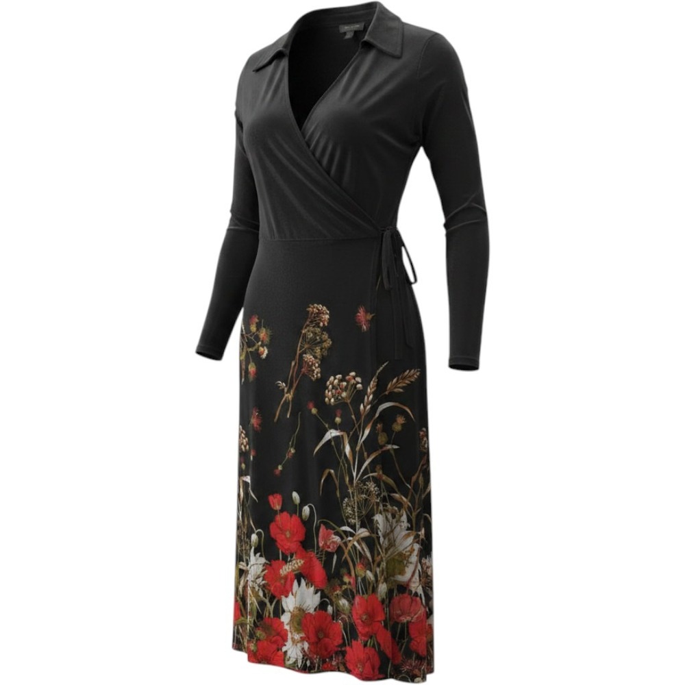 The Limited Collection Black Floral Poppy Wrap Dress Long Sleeve Plus Size 2X